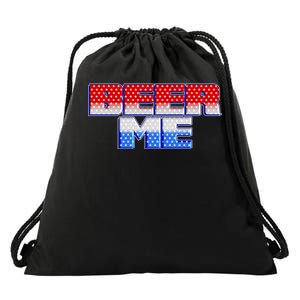 Red White And Blue Beer Me Drawstring Bag