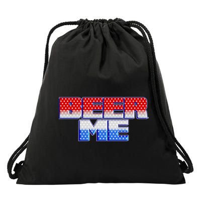Red White And Blue Beer Me Drawstring Bag