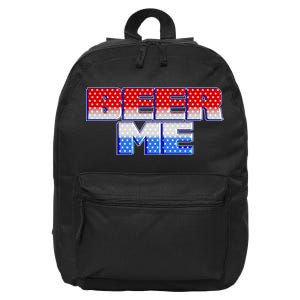 Red White And Blue Beer Me 16 in Basic Backpack