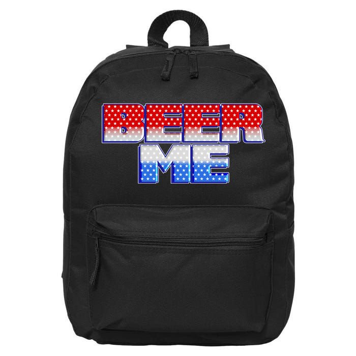 Red White And Blue Beer Me 16 in Basic Backpack