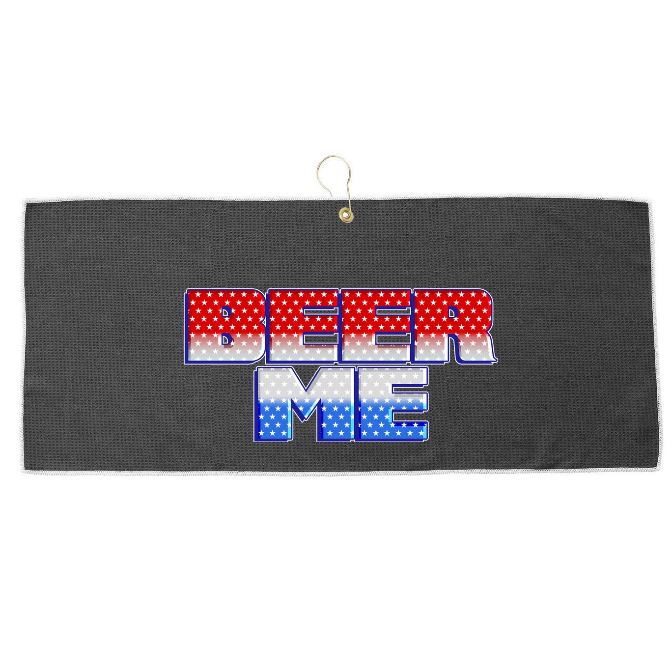 Red White And Blue Beer Me Large Microfiber Waffle Golf Towel