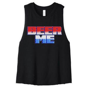 Red White And Blue Beer Me Women's Racerback Cropped Tank