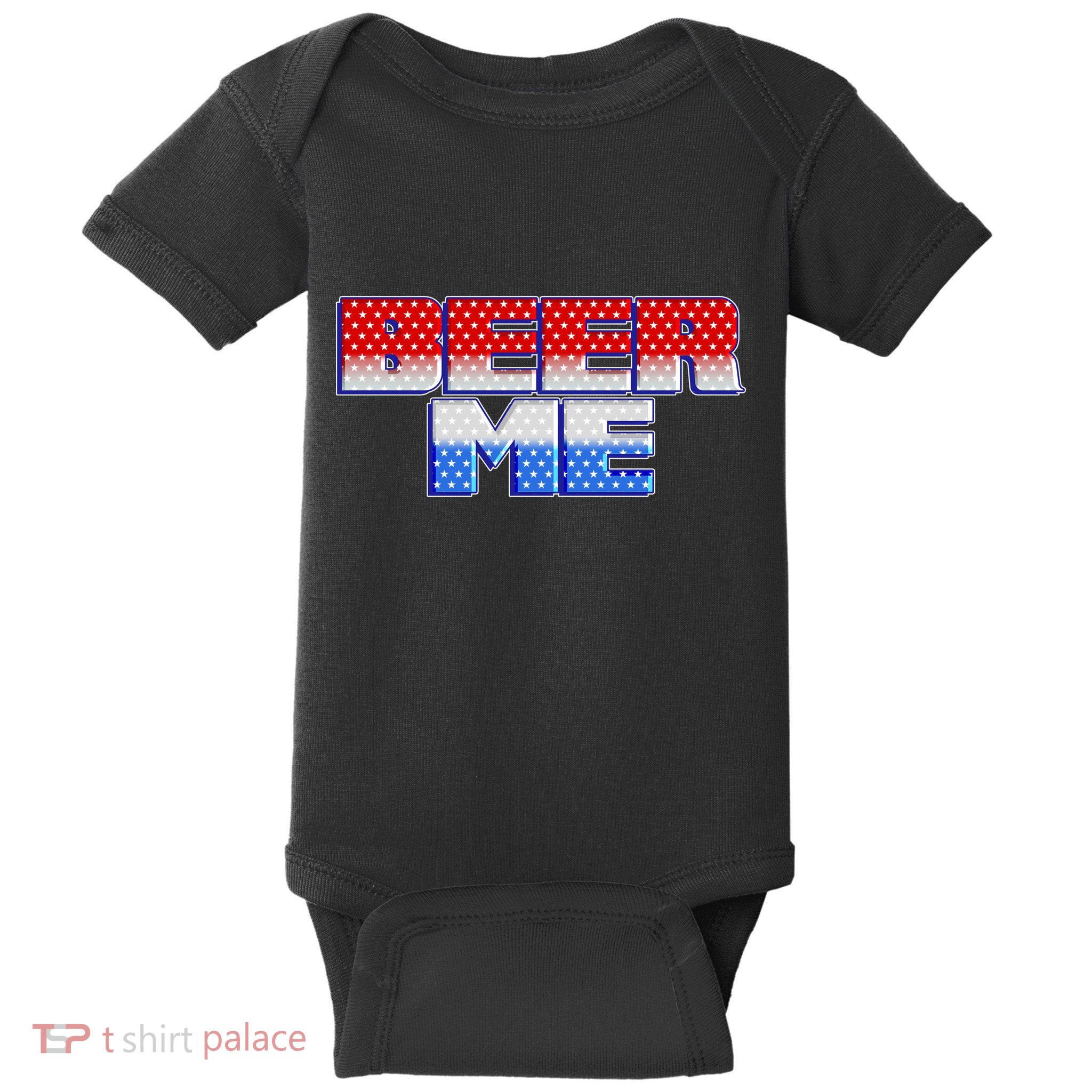 Red White And Blue Beer Me Baby Bodysuit