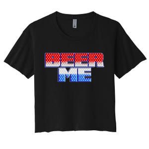 Red White And Blue Beer Me Women's Crop Top Tee