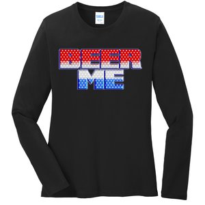 Red White And Blue Beer Me Ladies Long Sleeve Shirt