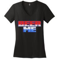 Red White And Blue Beer Me Women's V-Neck T-Shirt