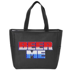 Red White And Blue Beer Me Zip Tote Bag