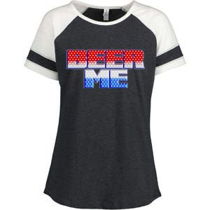 Red White And Blue Beer Me Enza Ladies Jersey Colorblock Tee