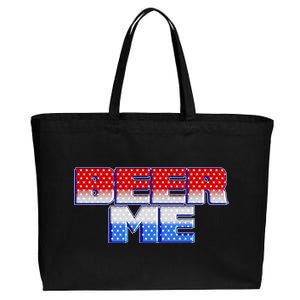 Red White And Blue Beer Me Cotton Canvas Jumbo Tote