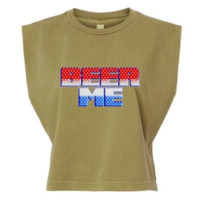 Red White And Blue Beer Me Garment-Dyed Women's Muscle Tee