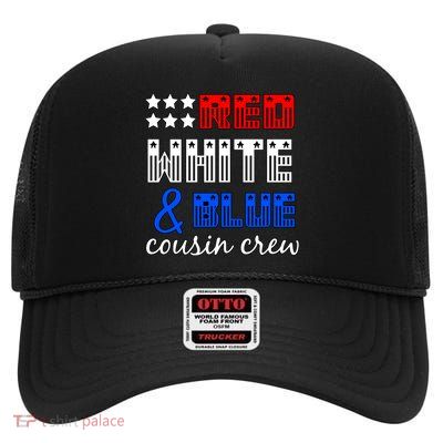 Red White And Blue Cousin Crew High Crown Mesh Back Trucker Hat