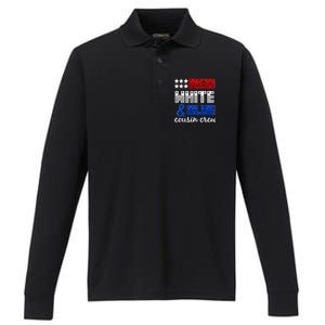 Red White And Blue Cousin Crew Performance Long Sleeve Polo