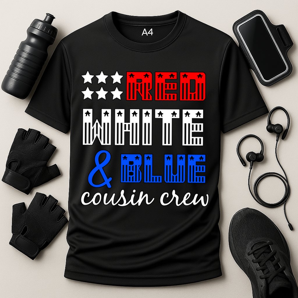 Red White And Blue Cousin Crew Cooling Performance Crew T-Shirt