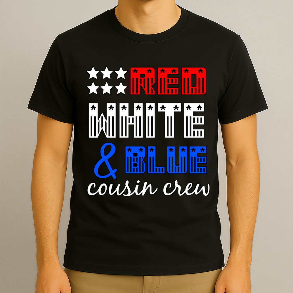 Red White And Blue Cousin Crew T-Shirt