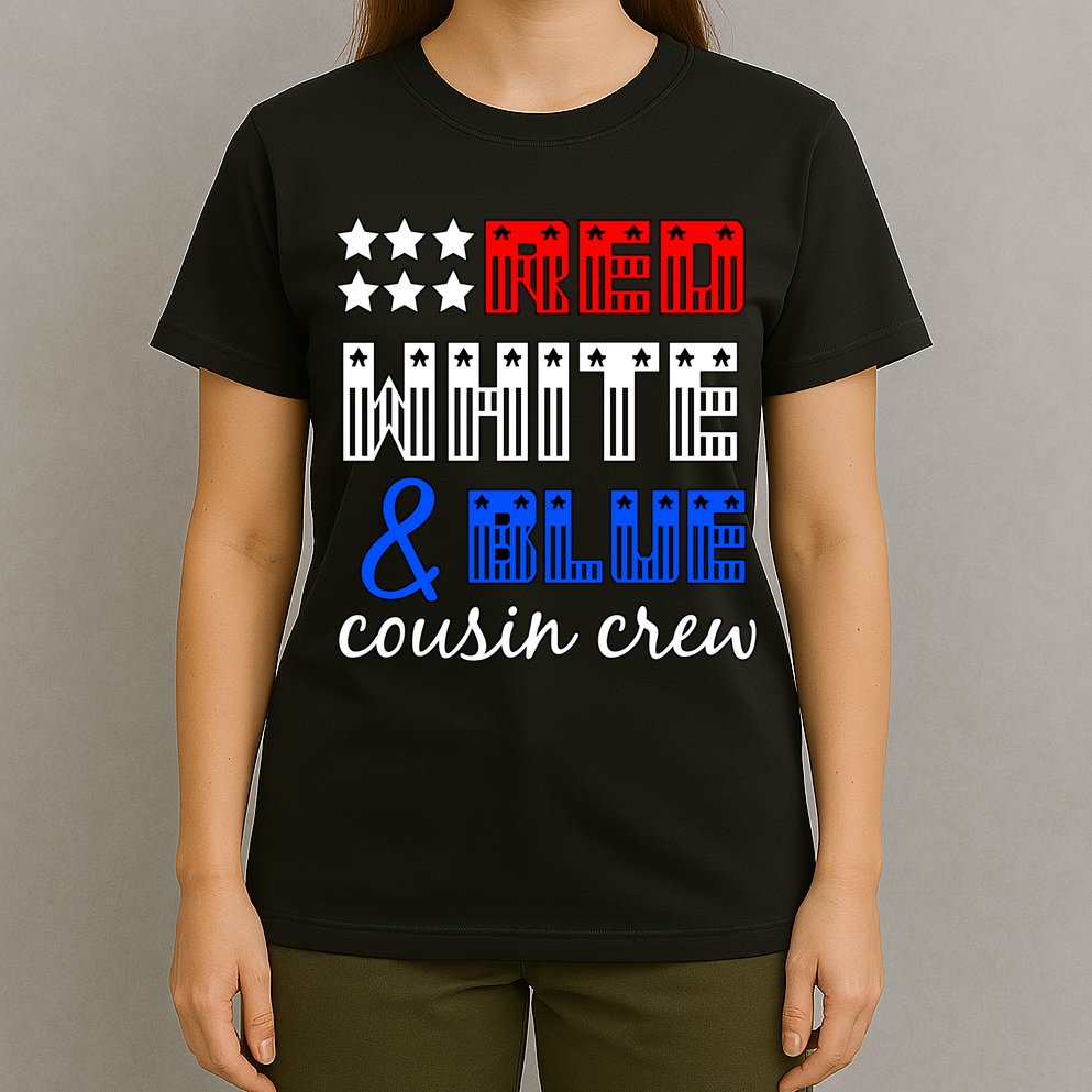 Red White And Blue Cousin Crew T-Shirt