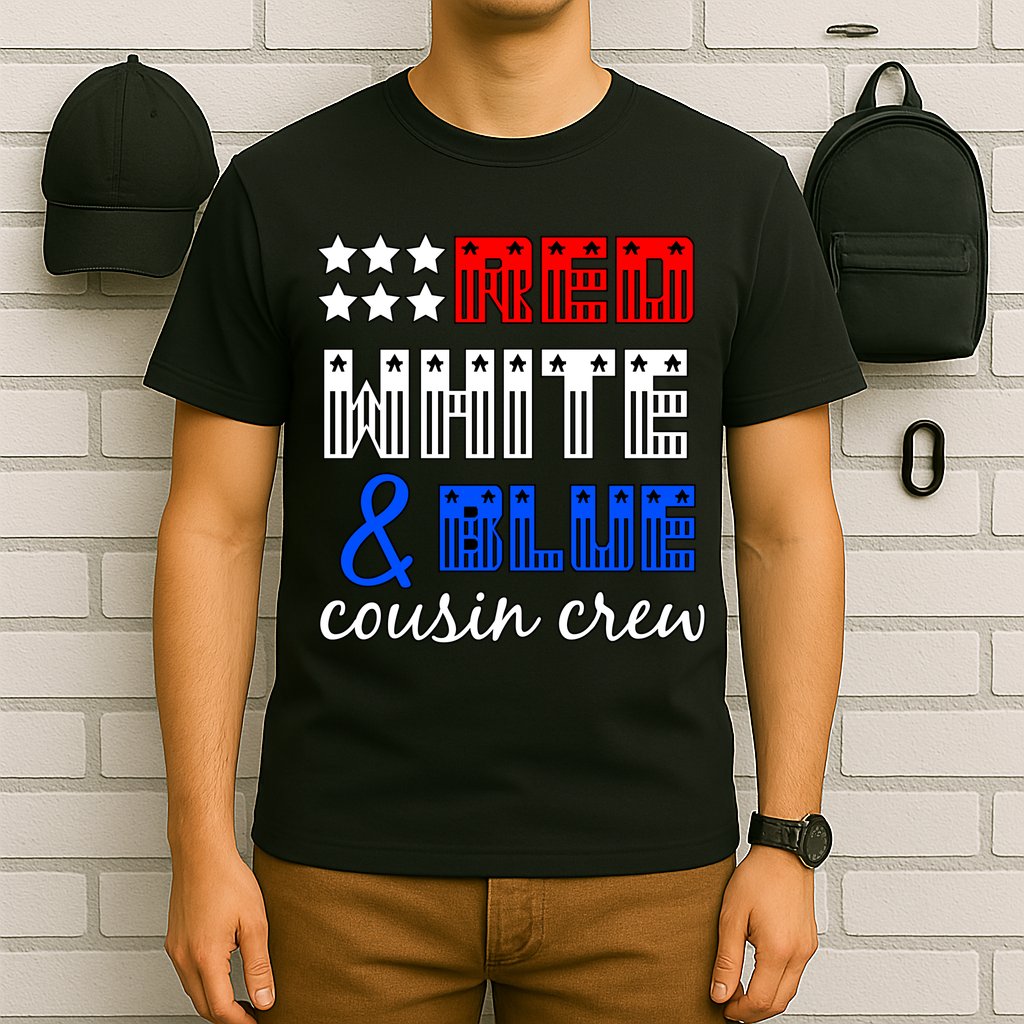 Red White And Blue Cousin Crew T-Shirt