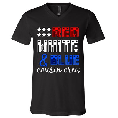 Red White And Blue Cousin Crew V-Neck T-Shirt