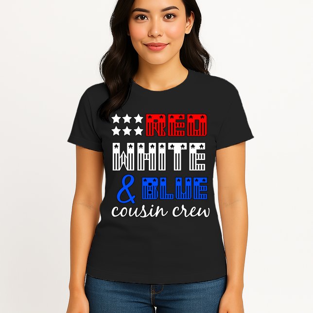 Red White And Blue Cousin Crew Womens T-Shirt