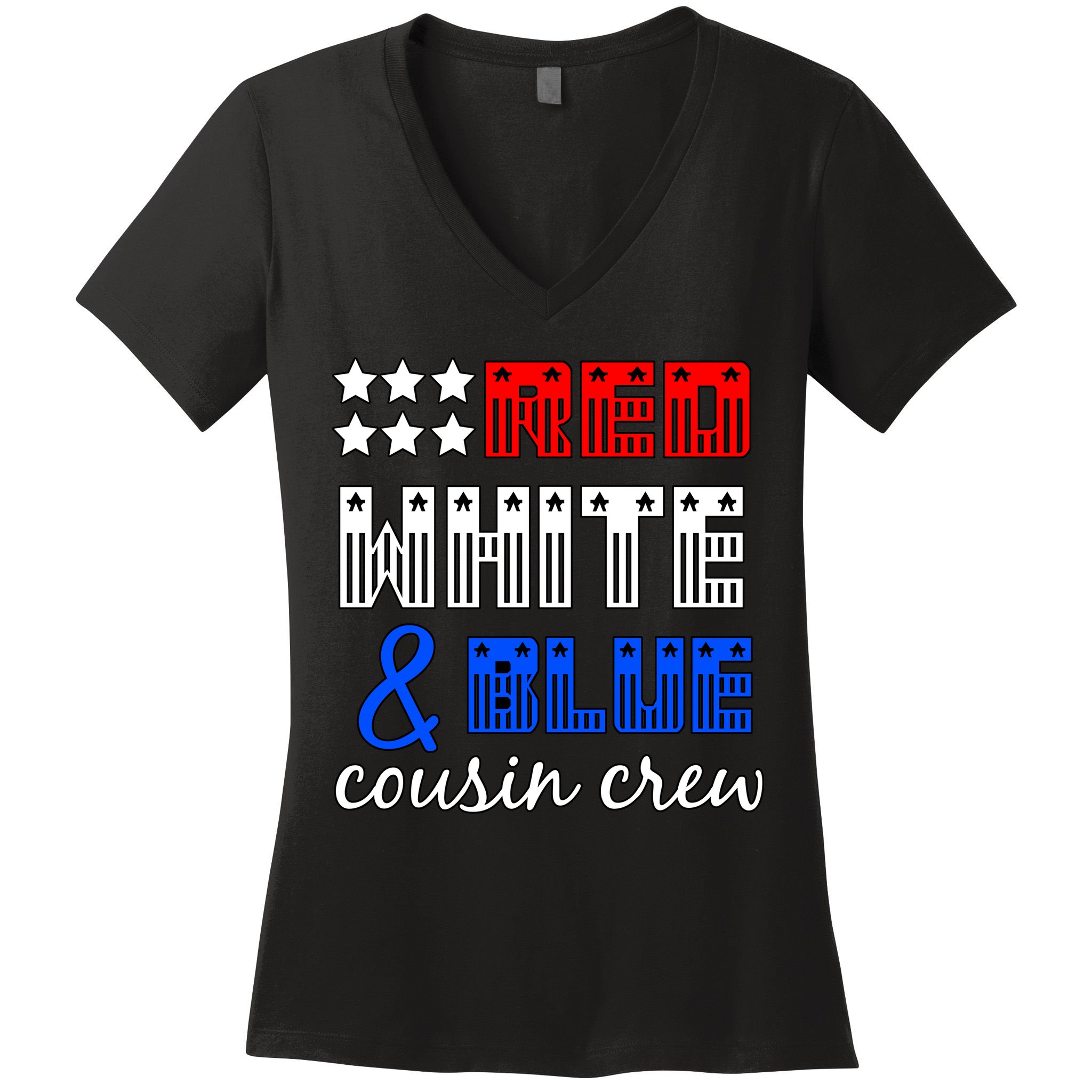 Red White And Blue Cousin Crew Women's V-Neck T-Shirt