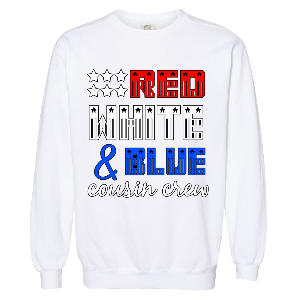 Red White And Blue Cousin Crew Garment-Dyed Sweatshirt