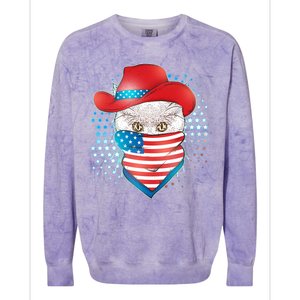 Red White and Blue Cowboy Cat Colorblast Crewneck Sweatshirt