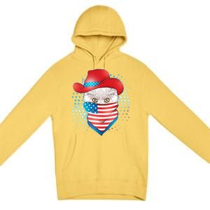 Red White and Blue Cowboy Cat Premium Pullover Hoodie