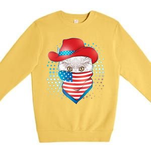 Red White and Blue Cowboy Cat Premium Crewneck Sweatshirt