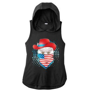 Red White and Blue Cowboy Cat Ladies PosiCharge Tri-Blend Wicking Draft Hoodie Tank