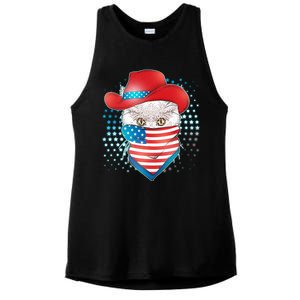 Red White and Blue Cowboy Cat Ladies PosiCharge Tri-Blend Wicking Tank