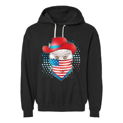 Red White and Blue Cowboy Cat Garment-Dyed Fleece Hoodie