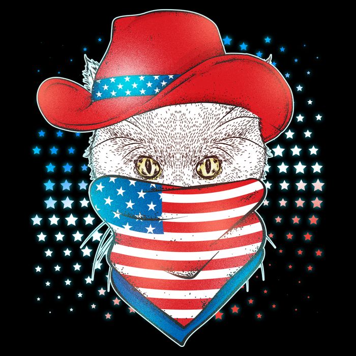 Red White and Blue Cowboy Cat City Backpack