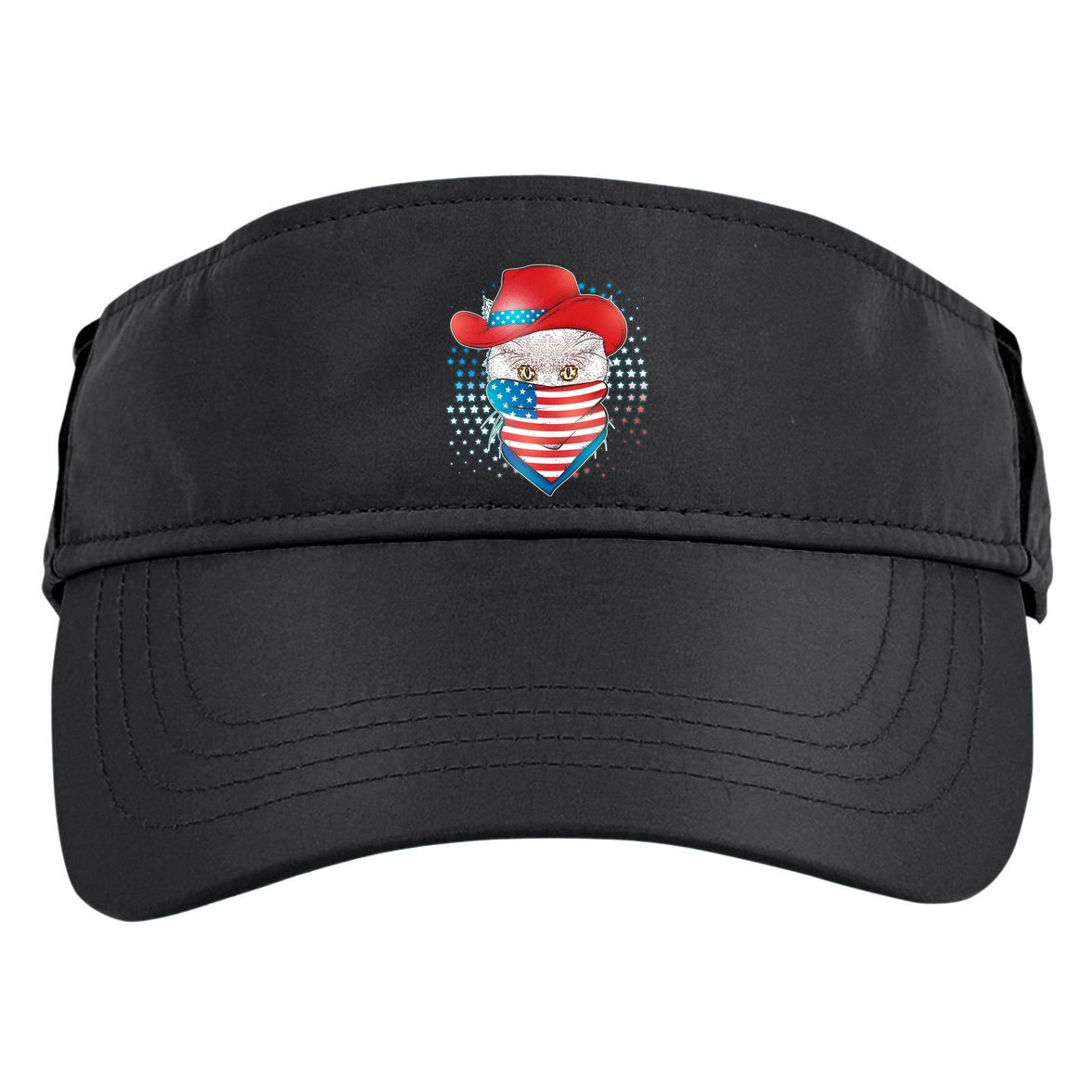 Red White and Blue Cowboy Cat Adult Drive Performance Visor