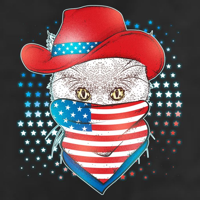 Red White and Blue Cowboy Cat Adult Drive Performance Visor