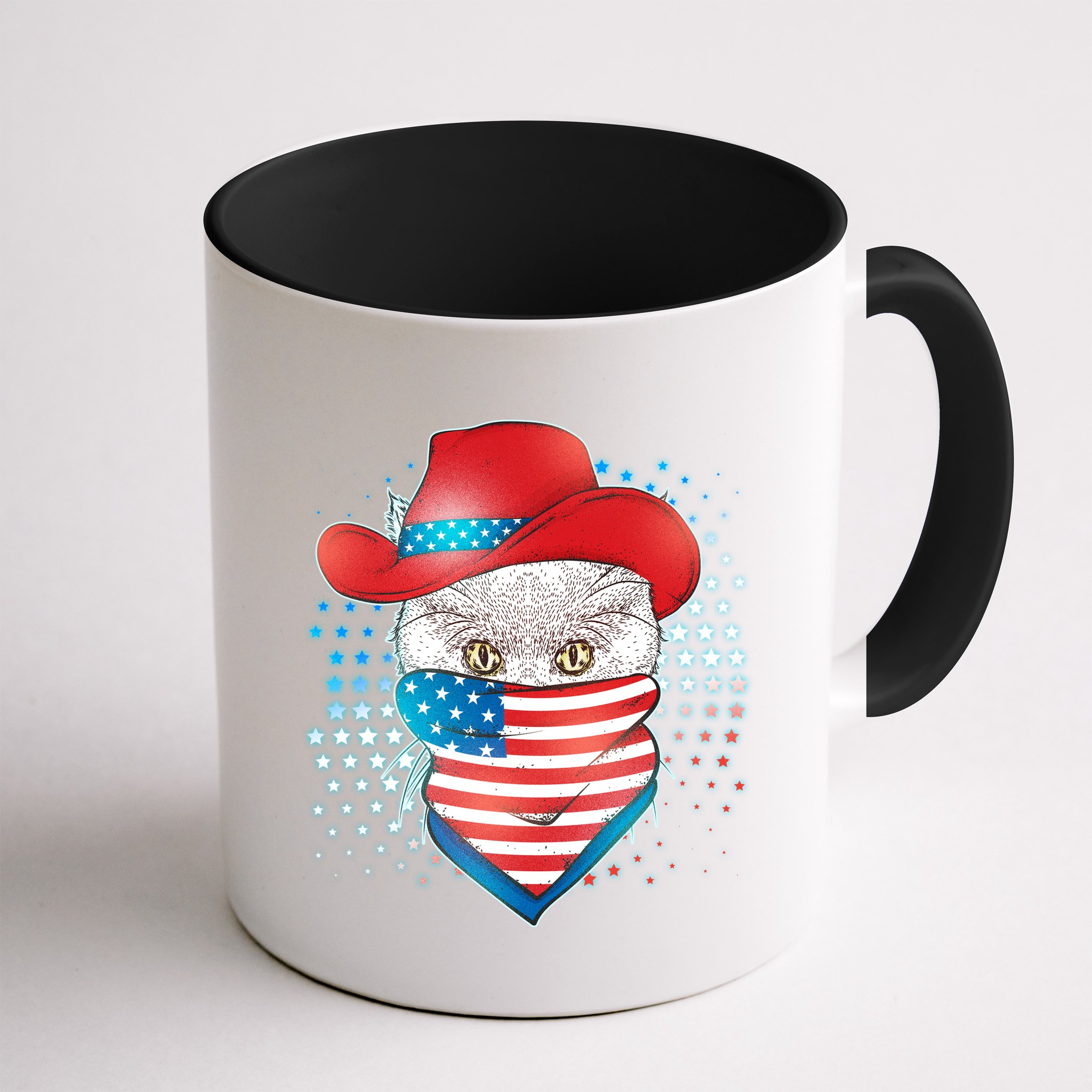 Red White and Blue Cowboy Cat Mug