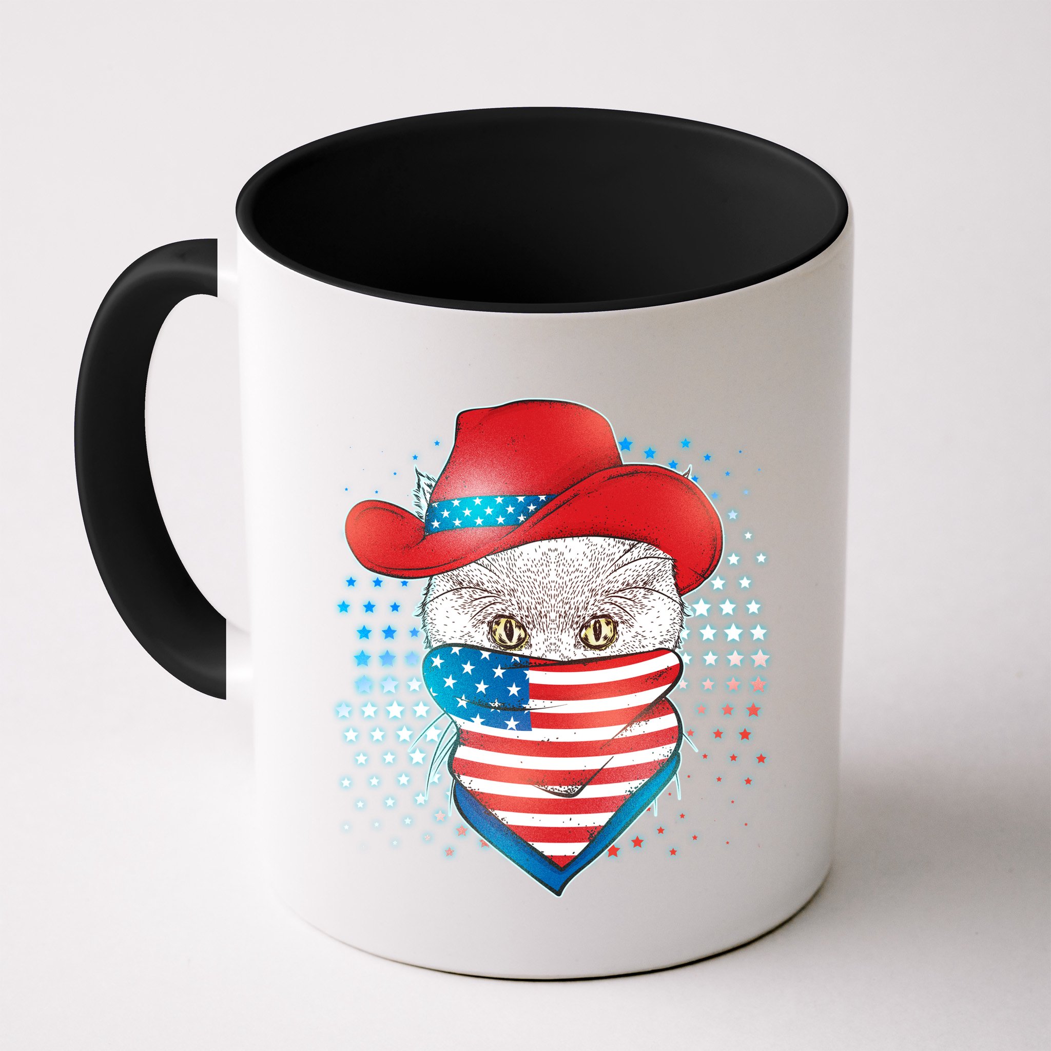 Red White and Blue Cowboy Cat Mug