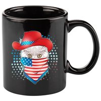 Red White and Blue Cowboy Cat 11oz C Handle Ceramic Mug
