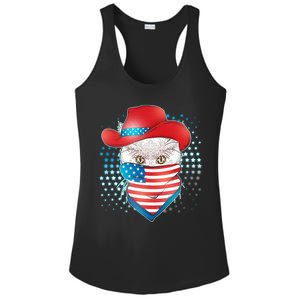 Red White and Blue Cowboy Cat Ladies PosiCharge Competitor Racerback Tank