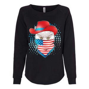 Red White and Blue Cowboy Cat Womens California Wash Sweatshirt