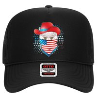 Red White and Blue Cowboy Cat Trucker Hat