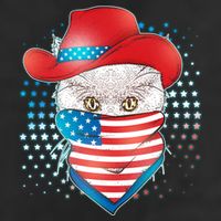Red White and Blue Cowboy Cat Trucker Hat
