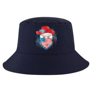 Red White and Blue Cowboy Cat Cool Comfort Performance Bucket Hat