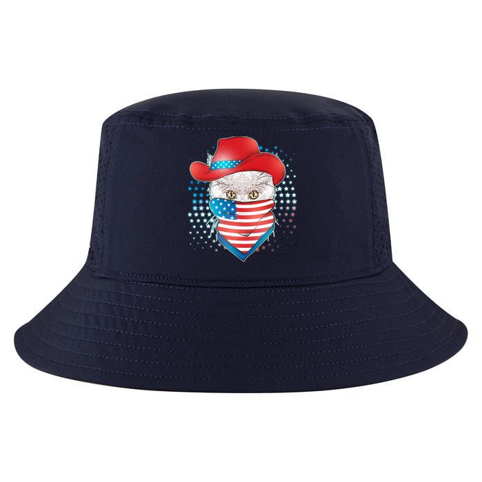 Red White and Blue Cowboy Cat Cool Comfort Performance Bucket Hat