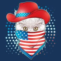 Red White and Blue Cowboy Cat Cool Comfort Performance Bucket Hat