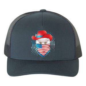 Red White and Blue Cowboy Cat Yupoong Adult 5-Panel Trucker Hat