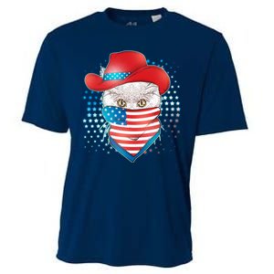 Red White and Blue Cowboy Cat Cooling Performance Crew T-Shirt