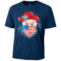 Red White and Blue Cowboy Cat Cooling Performance Crew T-Shirt