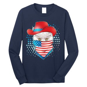 Red White and Blue Cowboy Cat Long Sleeve Shirt