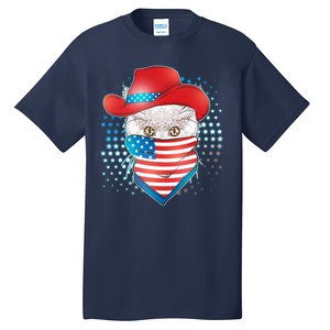 Red White and Blue Cowboy Cat Tall T-Shirt