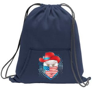 Red White and Blue Cowboy Cat Sweatshirt Cinch Pack Bag