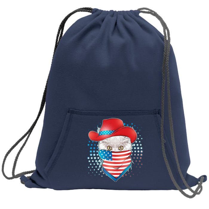 Red White and Blue Cowboy Cat Sweatshirt Cinch Pack Bag